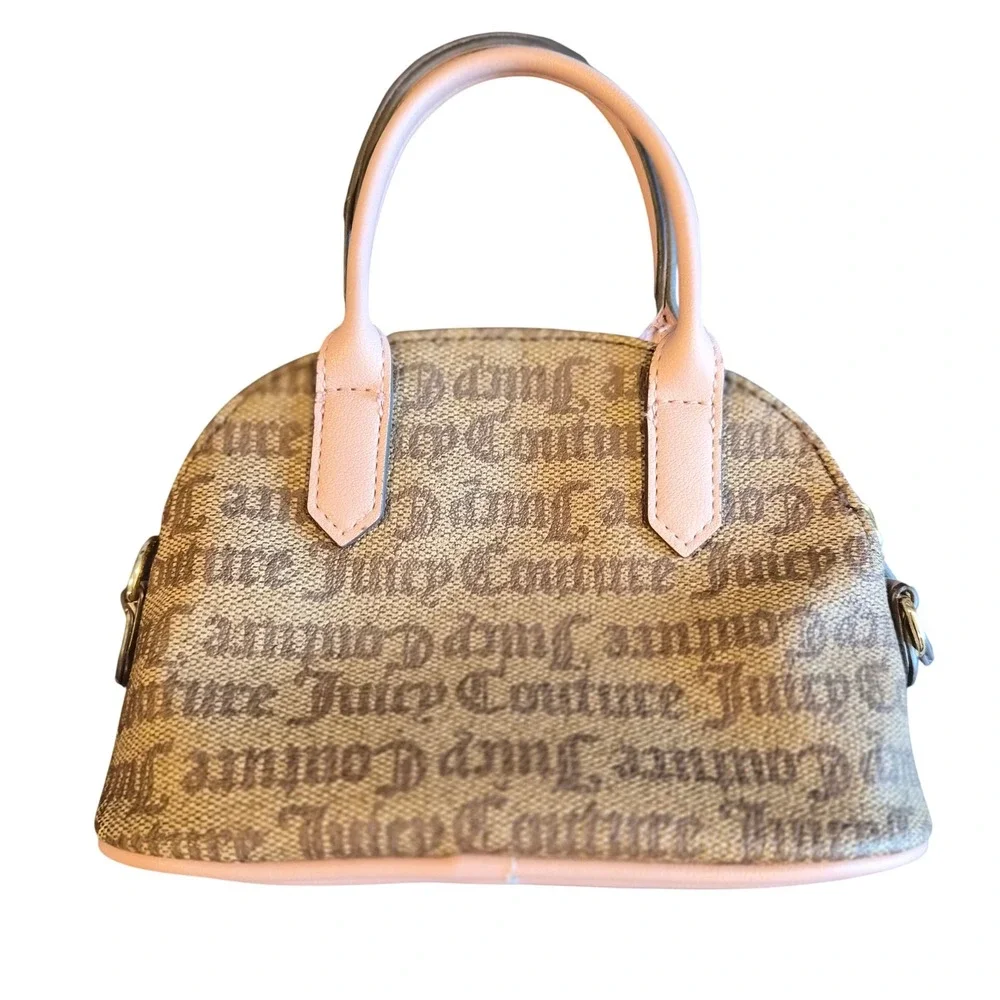 Juicy Couture Mini Dome Satchel Brown Monogram Pink Trim Heart Logo Bag